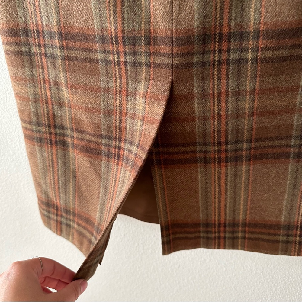 VTG ralph lauren wool blend plaid knee length skirt - Picture 5 of 6